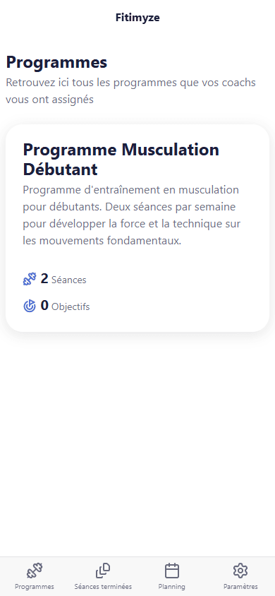 Liste des programmes assignés