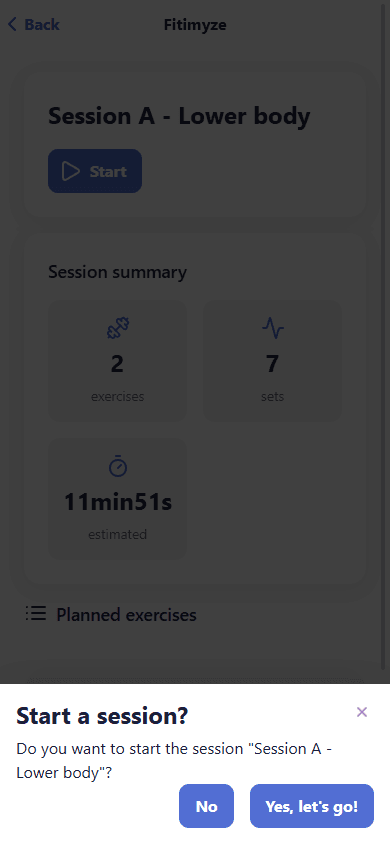 Start confirmation from planning